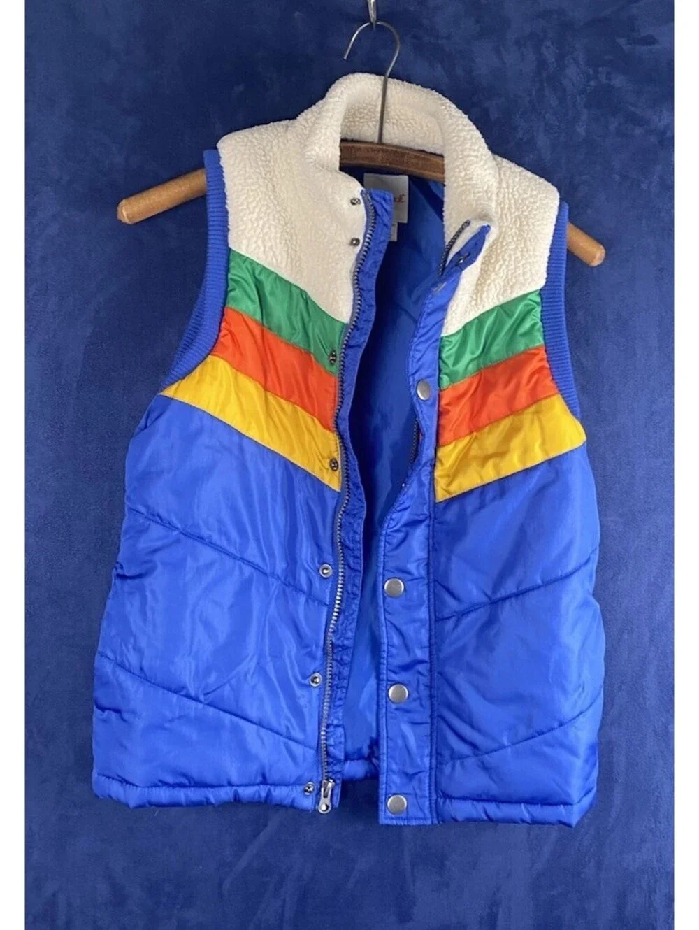 Vg Jack & Cat Vest Kids Sz M 8/10 Multicolored Full Zip Retro Look